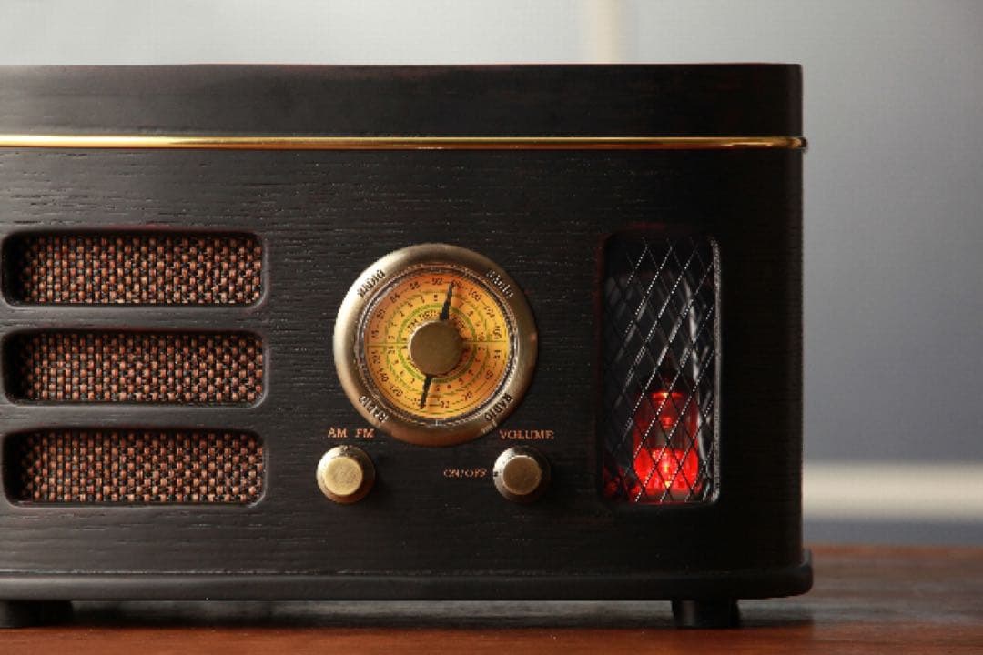 未開封新品♪ レトロ調真空管ラジオ R-028 木目 AM/FM インテリア