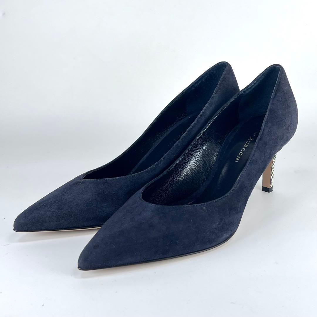 レア新品未使用】ファビオルスコーニ スエード パンプス ネイビー 22.5