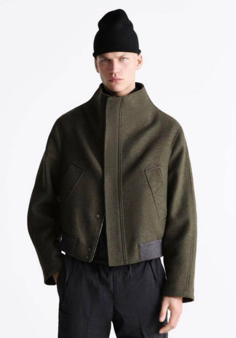 新品》ZARA MAN limited ファネルカラージャケット カーキ L - メルカリ