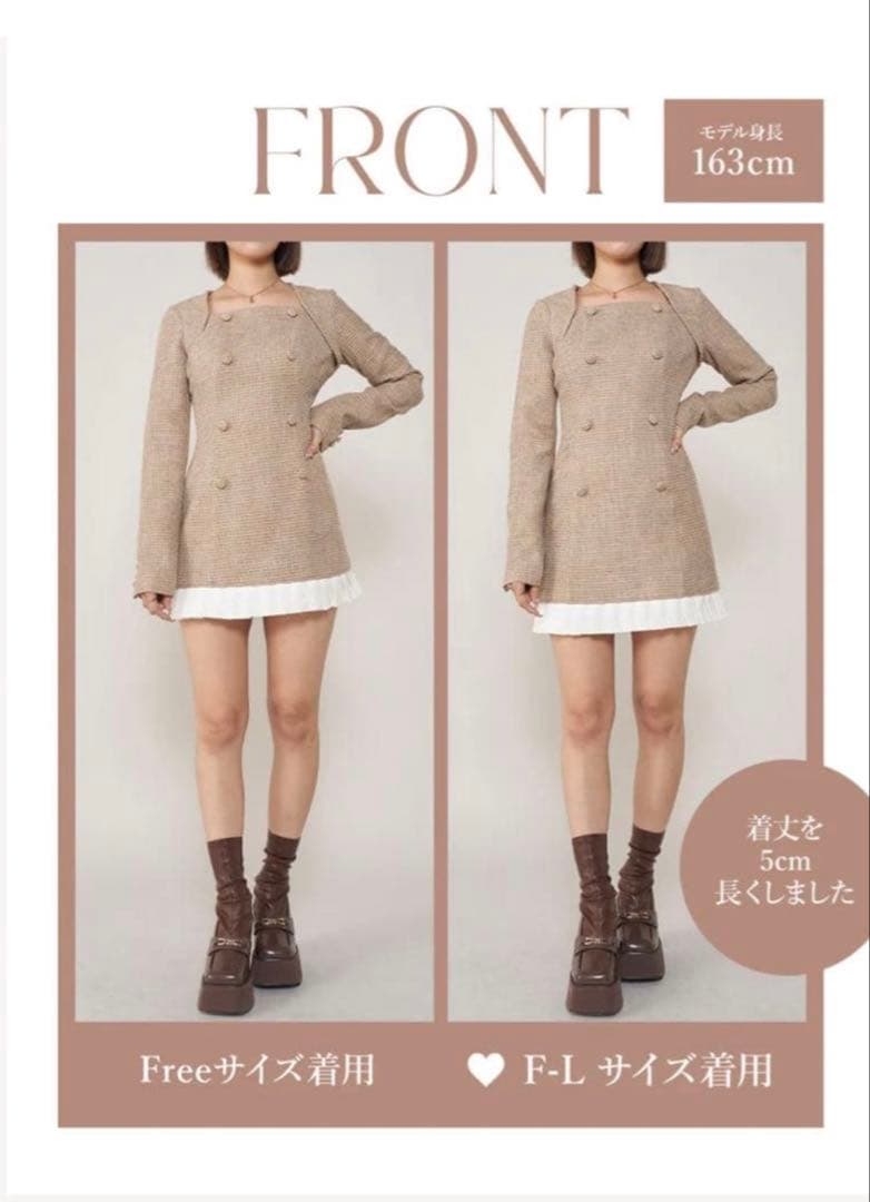 ダーリッチ Darich プリーツドッキングツイードミニワンピース FL