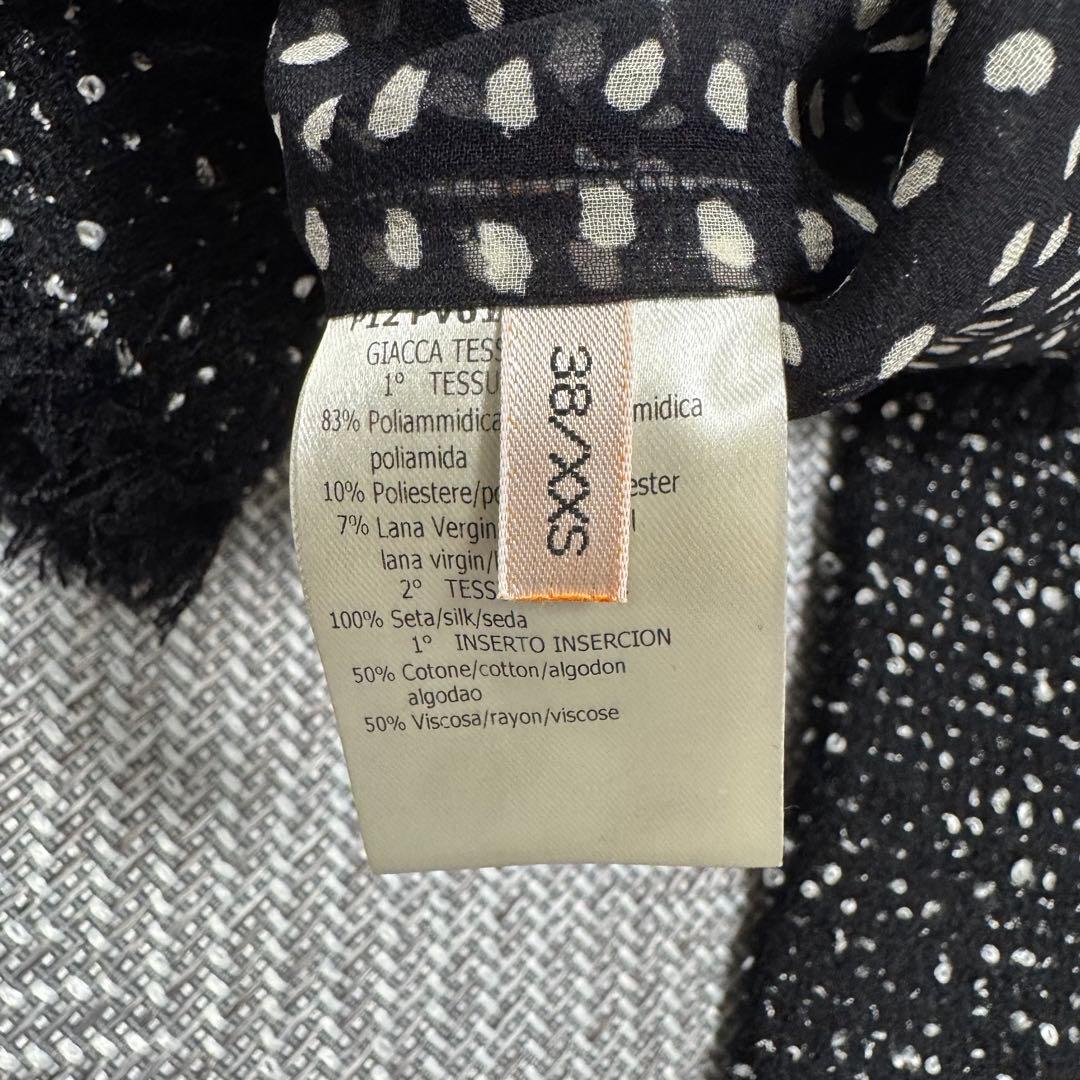 ジャンバティスタヴァリ ノーカラー ツイード ジャケット ブラックラメ