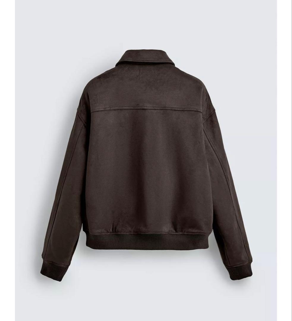 ZARA フェイクスエードキルティングジャケット アウターL 値引きしま