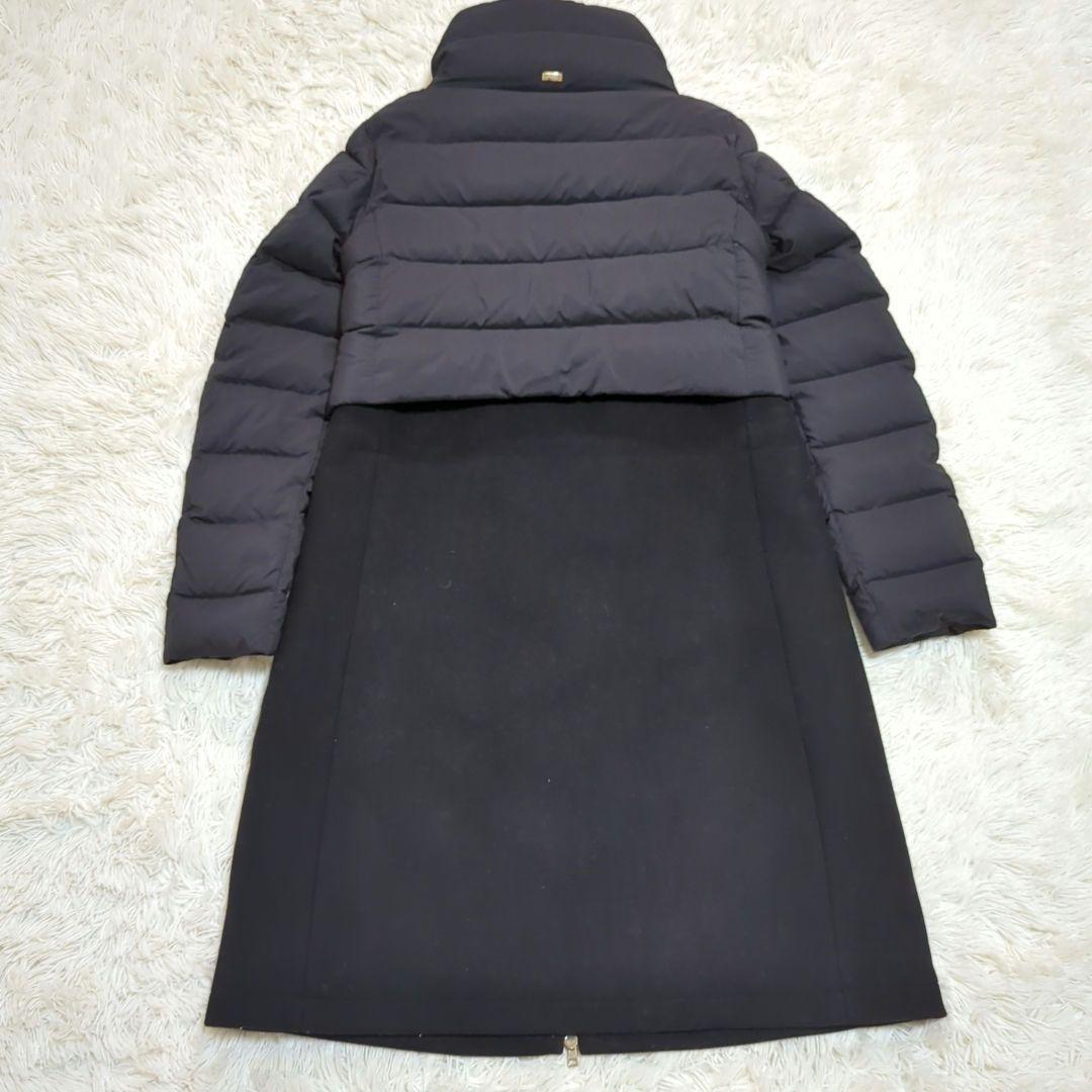 極美品 ヘルノ 40 別注 エストネーション 異素材 切替 ダウンコート 黒