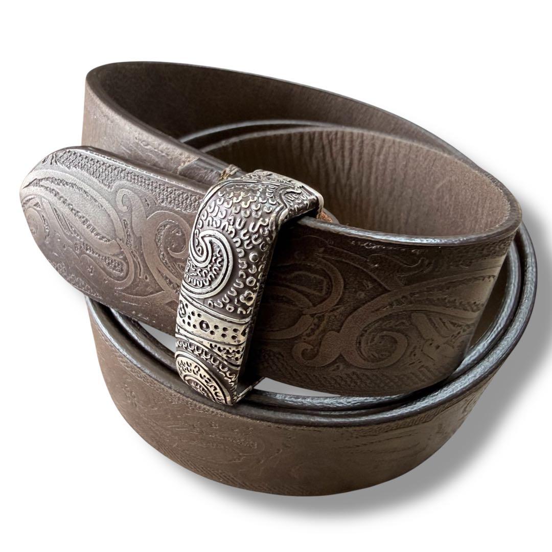 イタリア製 ETRO カービングベルト レザーベルト ブラウン ペイズリー ETRO/エトロ_Men通販 | ペガソバックル ペイズリー ベルト【送料無料