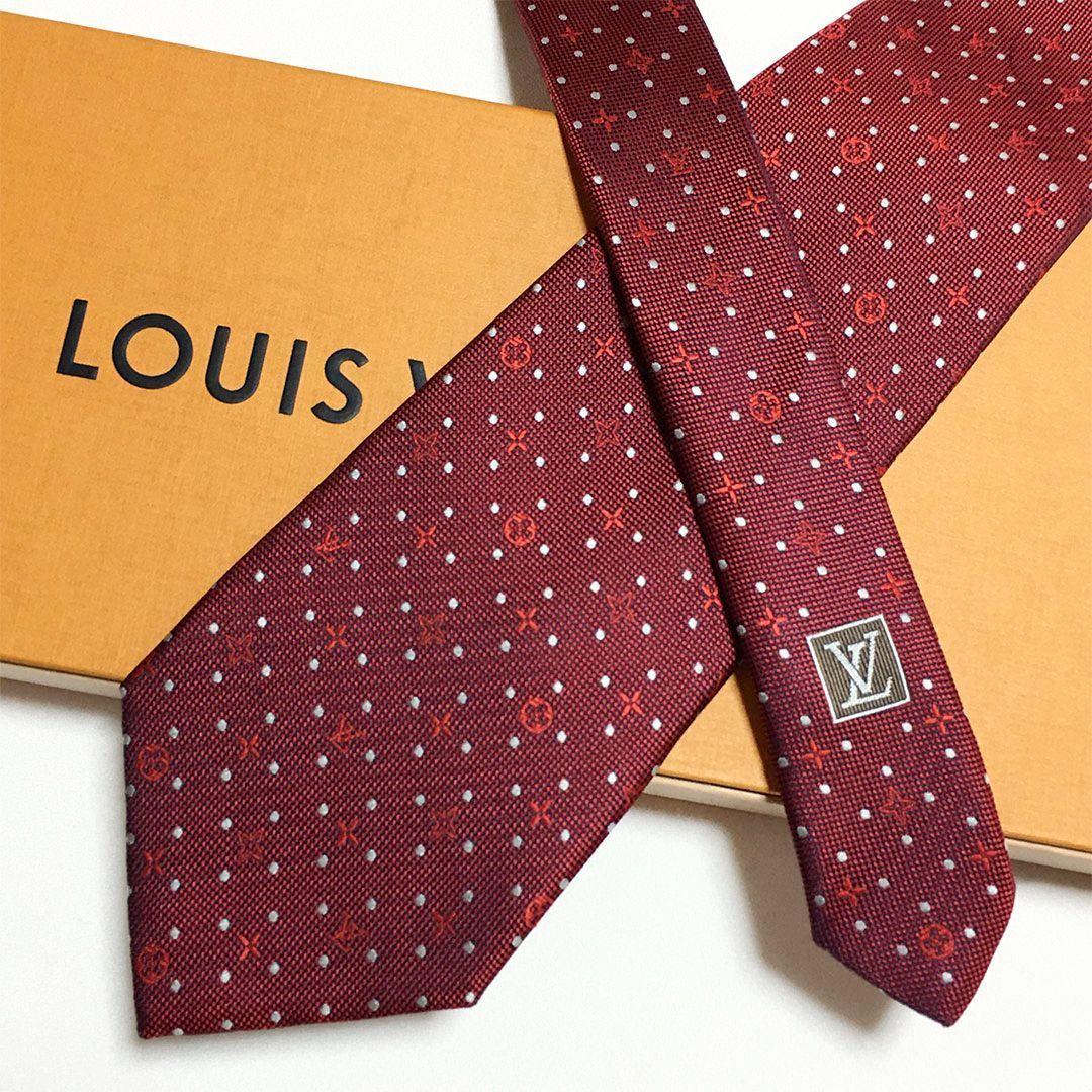 未使用級 ルイヴィトン Louis Vuitton ネクタイ レッド モノグラム