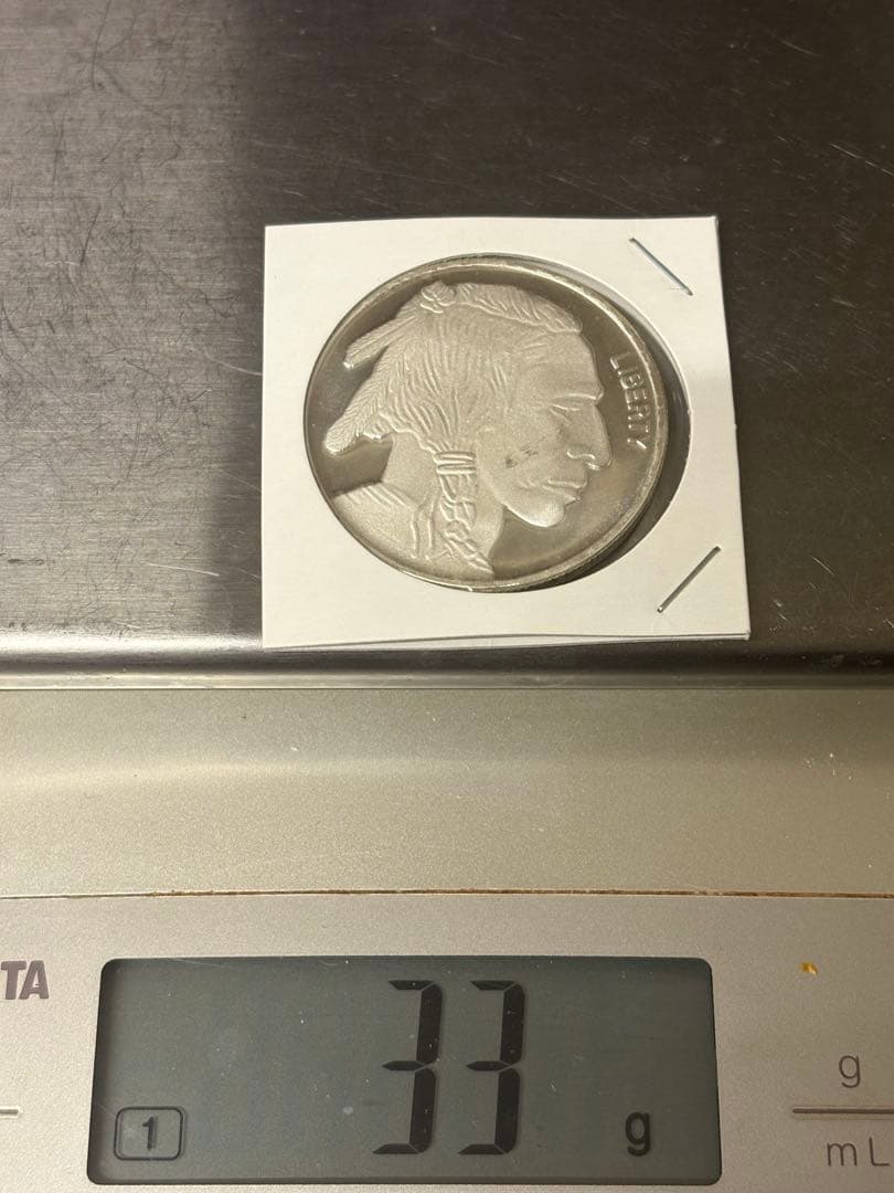 純銀メダル　1オンス　アメリカ　バッファロー・インディアン アメリカ 1オンス銀メダル バッファローとインディアン – 野崎コイン