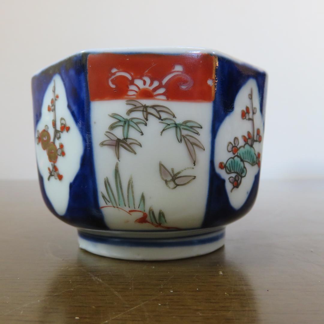 小鉢 向付 染付 色絵付け 江戸 明治 松竹梅 蝶 八角鉢 5客 美品 - メルカリ