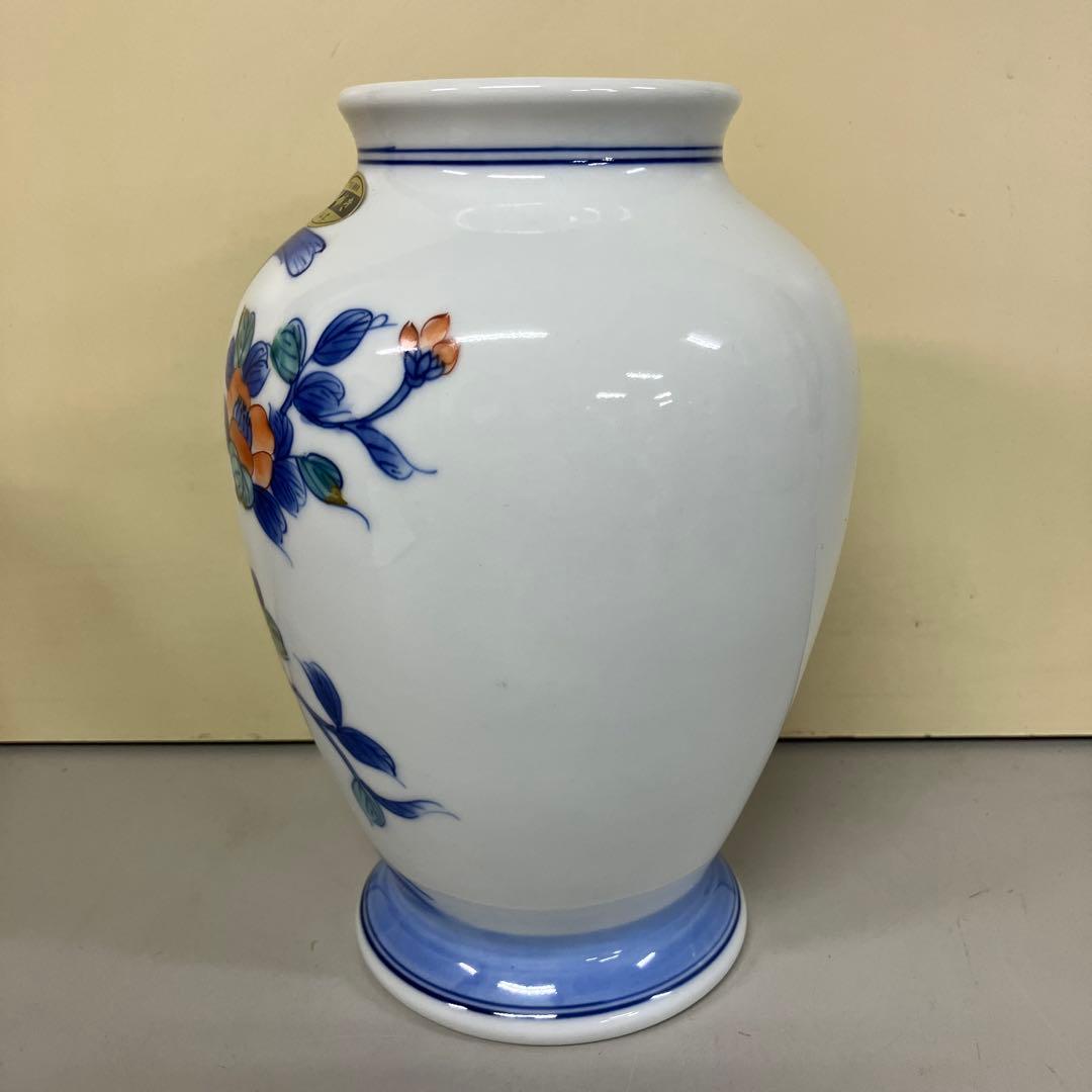 D-5 昭和レトロ 有田焼 伊万里 鍋島焼 手がき 虎仙窯 花瓶 花入れ 花