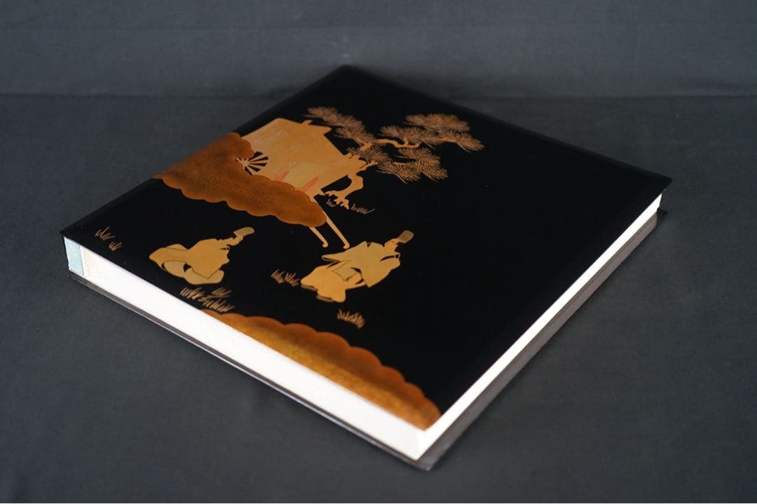 能登輪島塗 新屋謹製 大見謝 恒雄 作 土佐絵風描画 蒔絵写真帳 共箱 木製漆器