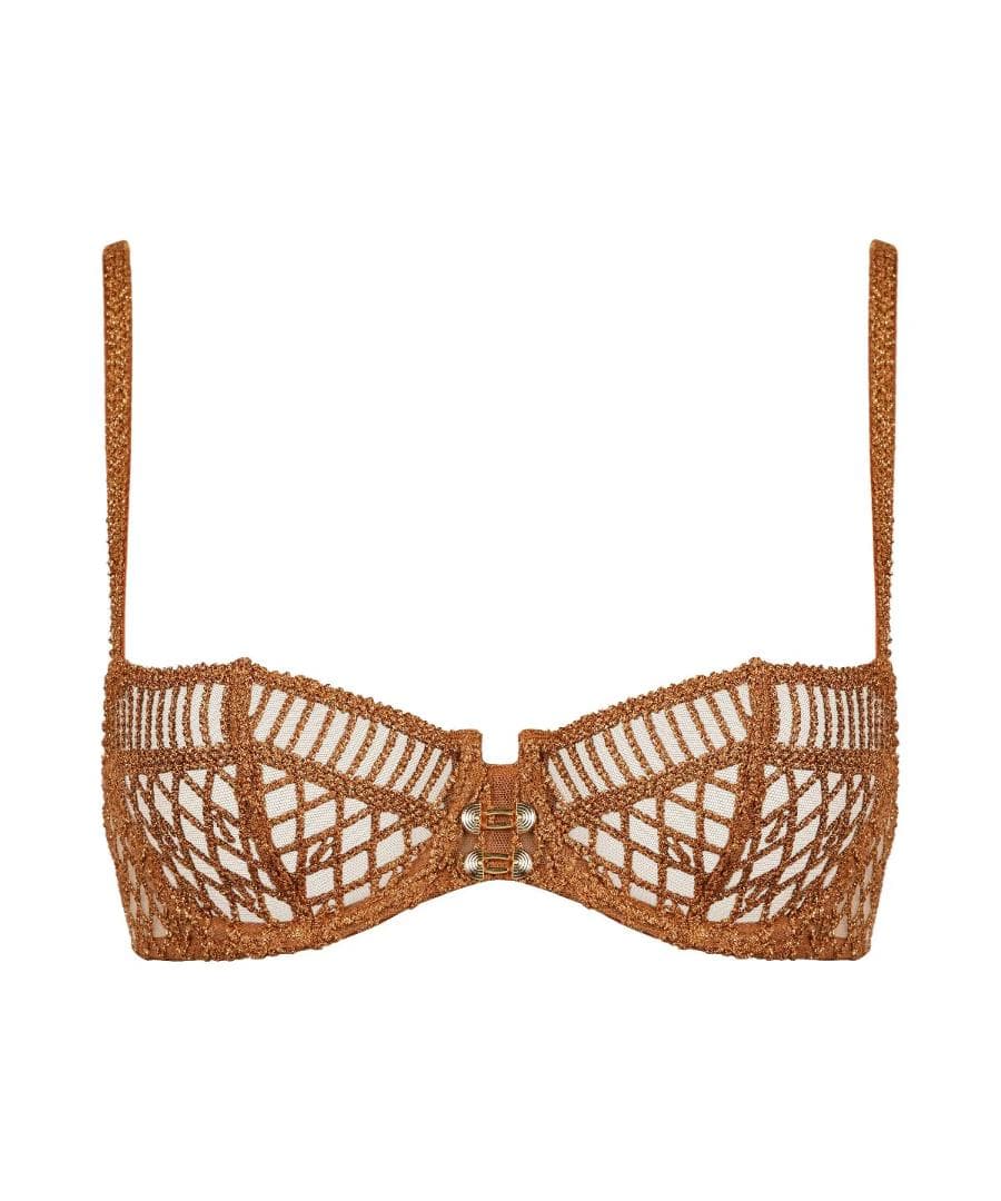 新品】Aubade セクシーブラウンラメブラジャー34E(90E)