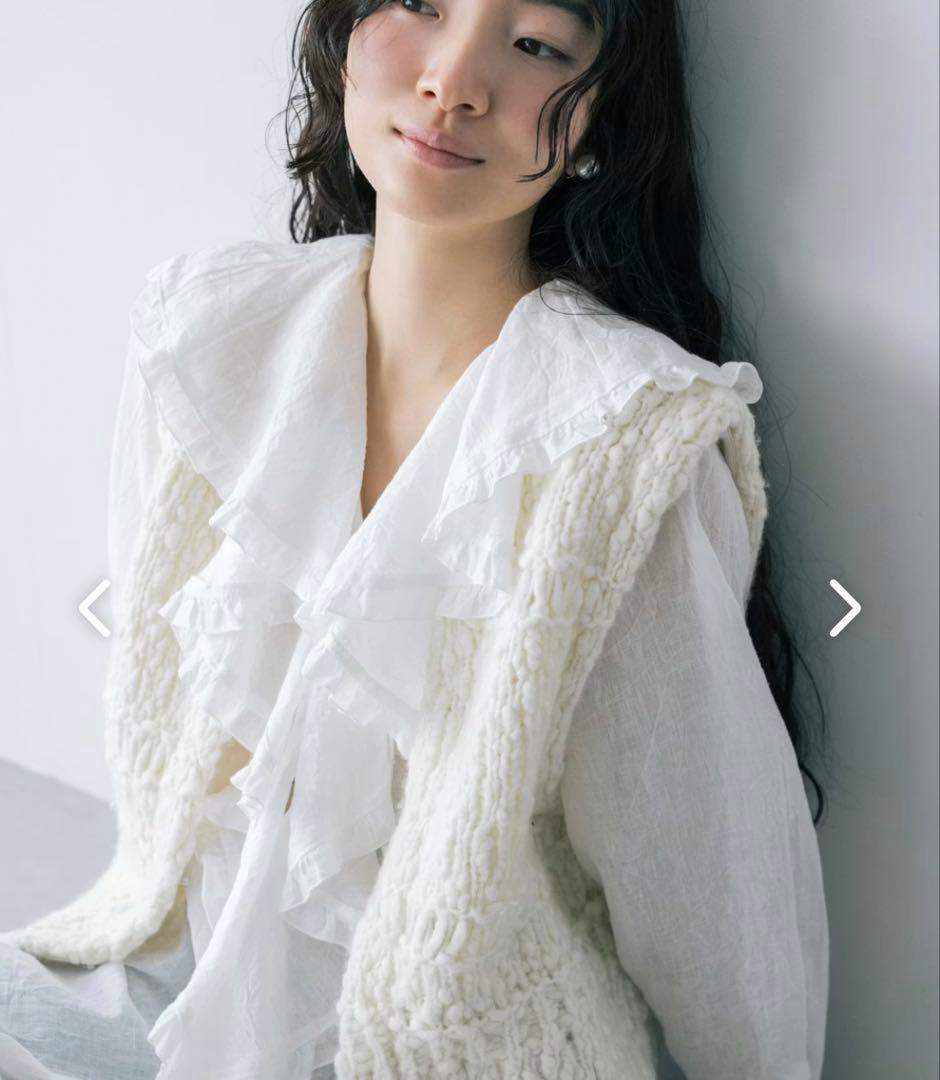 「ワードローブを新鮮に」ウール混のチャンキーニットベスト/アイボリー 3eafd47d6e2964a3ef1a5ae704bbc8