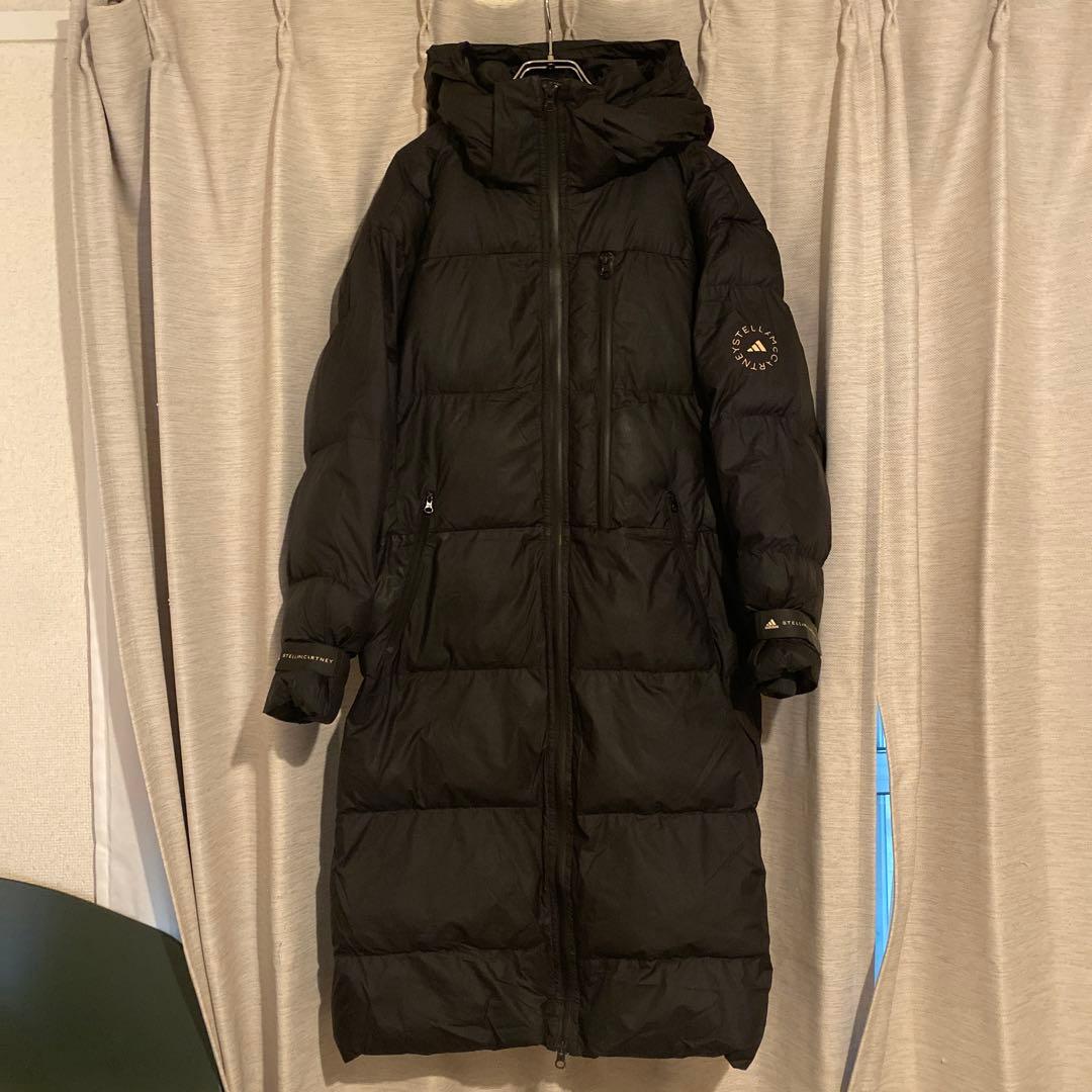アディダス ステラマッカートニーロングダウンコート 黒 - メルカリ