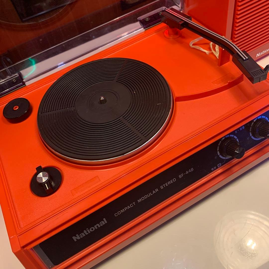 昭和レトロ ナショナル レコードプレーヤー SF–448 レッド ステレオ