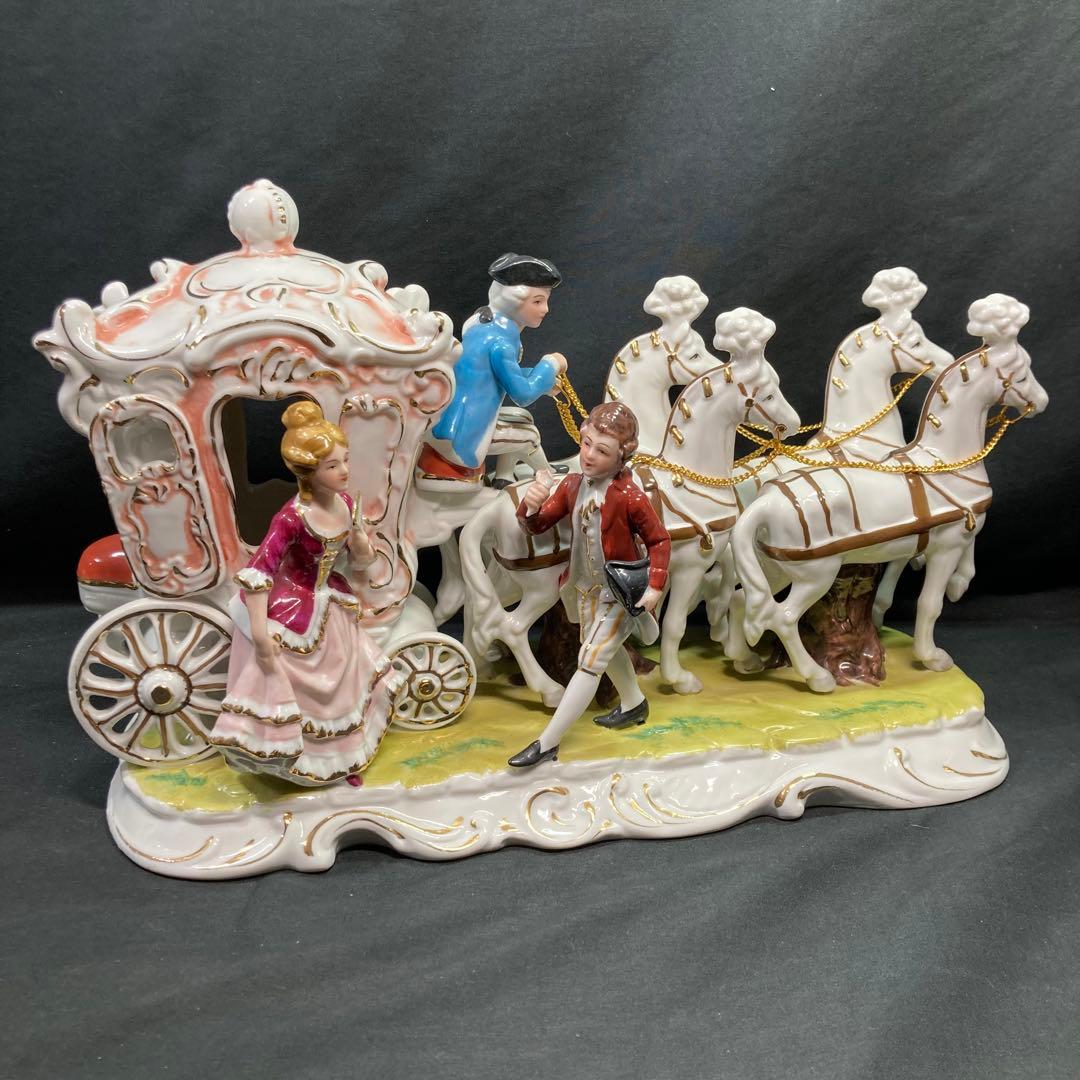 美品】加藤工芸 4頭立て馬車 陶器置物 瀬戸マイセン - メルカリ