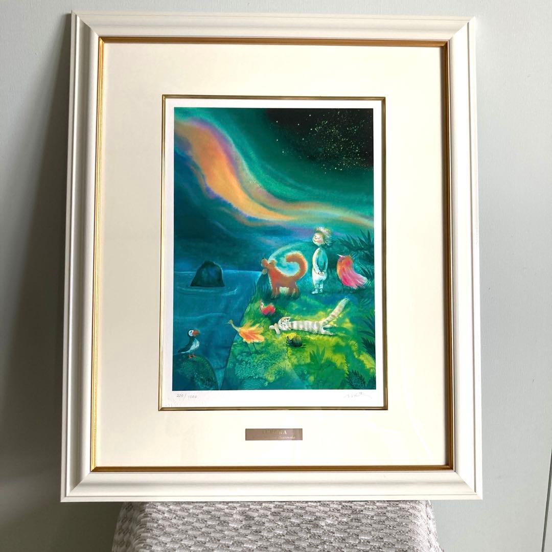 期間限定値下　AURORA 版画　絵画 オーロラアート / ホログラフィック印刷 A3サイズ 「花風に舞う