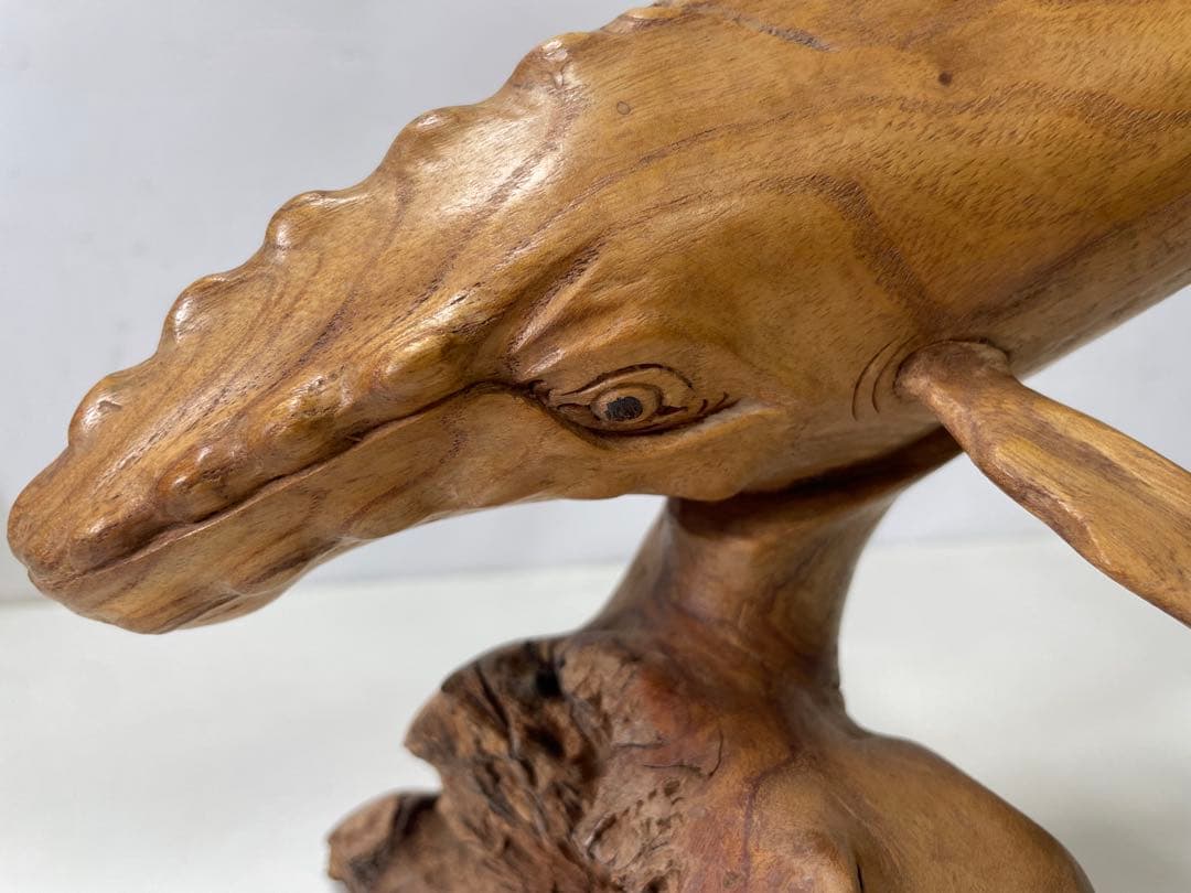 流木工芸 木彫クジラ Whale 彫刻置物《ハンドメイド・一点物・現状品》