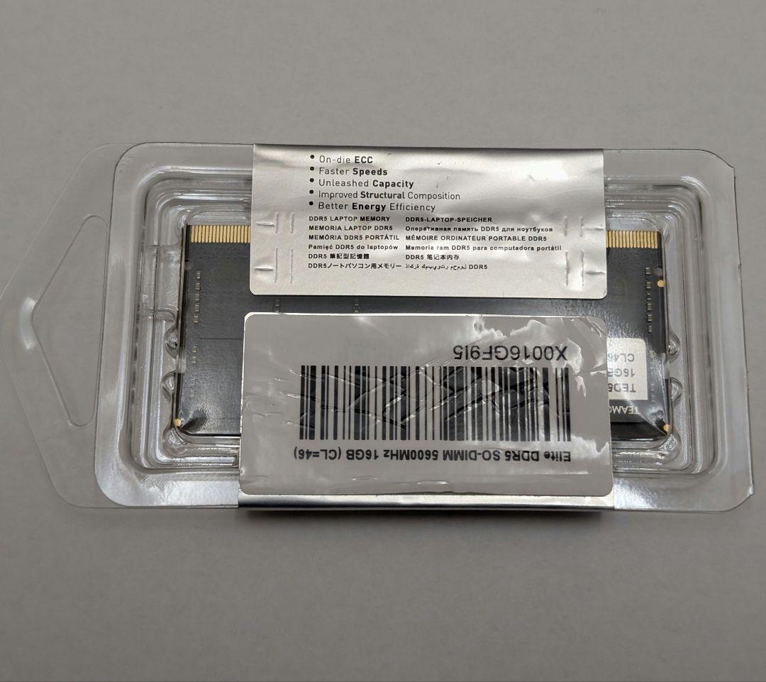Team DDR5 5600 SODIMM 16GB 1枚【開封済未使用品】