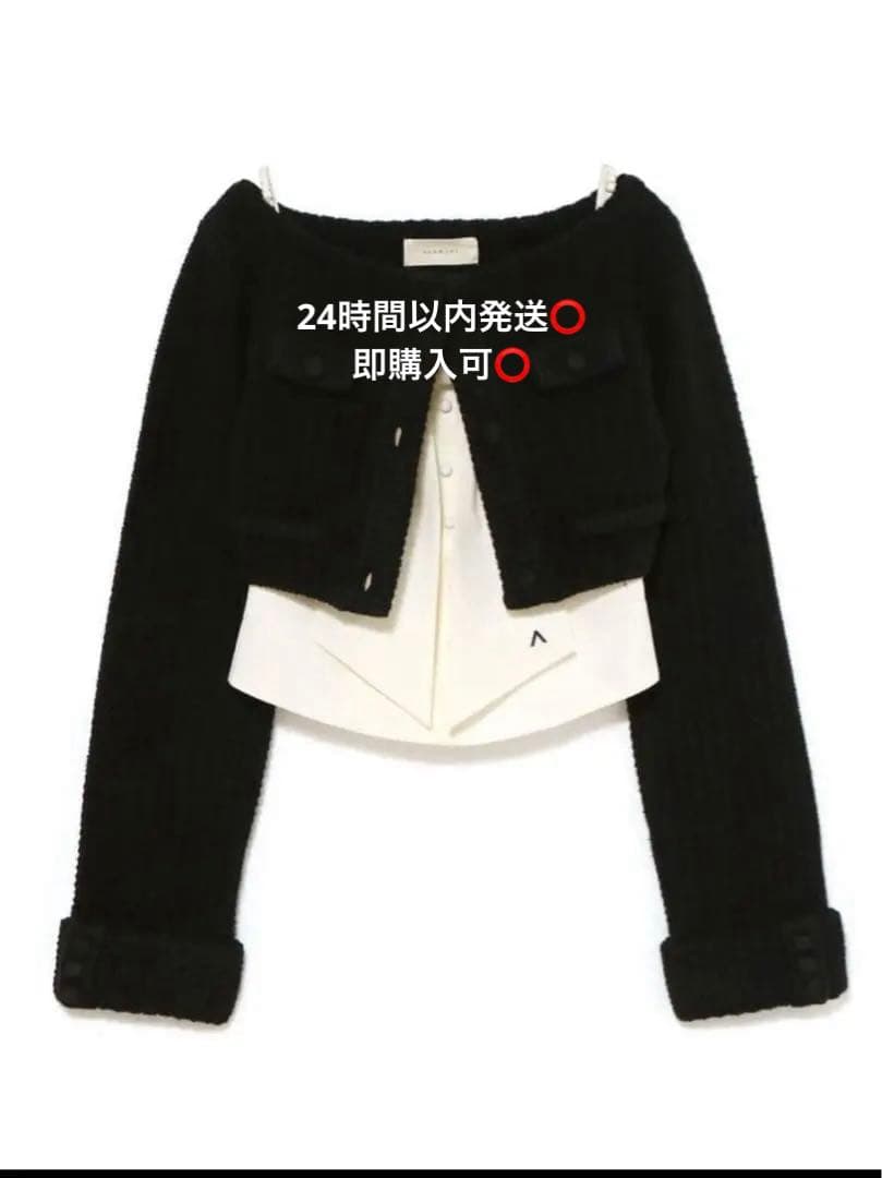 トップス andmary Twiggy tweed ribbon set tops ANDMARY】Twiggy tweed ribbon set tops