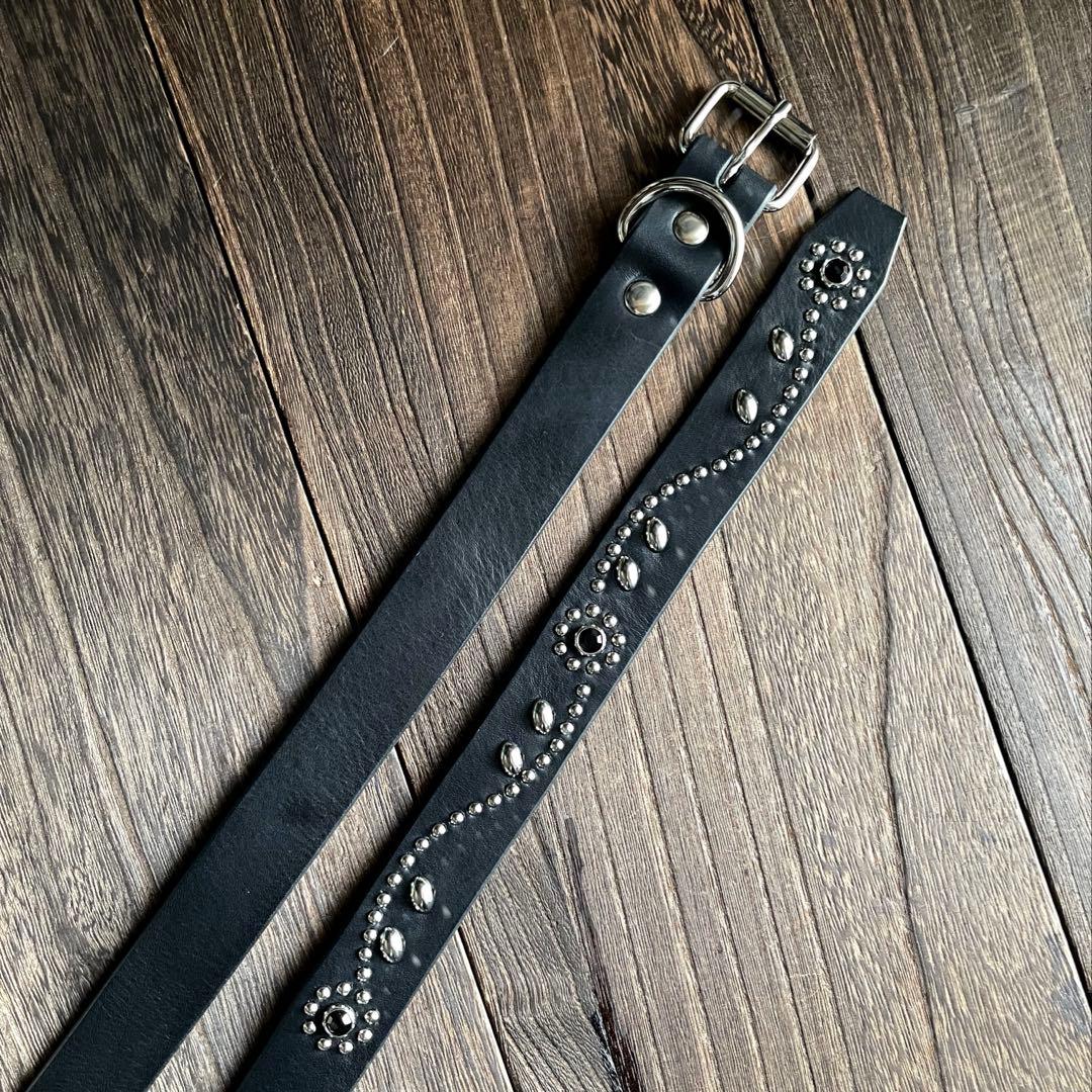 スタッズナローロングベルト2.4cmシルバーミッスーリフラワーHTC CALEE