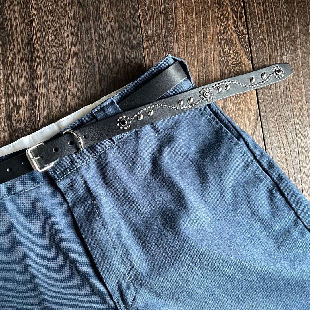 スタッズナローロングベルト2.4cmシルバーミッスーリフラワーHTC CALEE