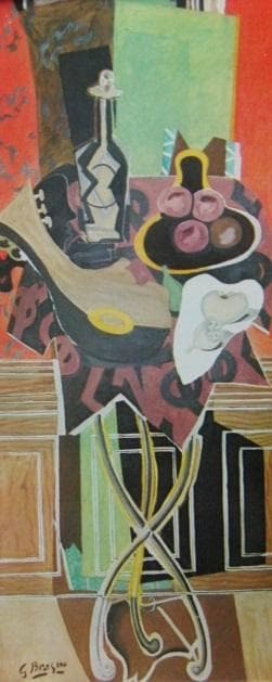 ジョルジュ・ブラック、【赤い円テーブル】、希少な額装用画集より