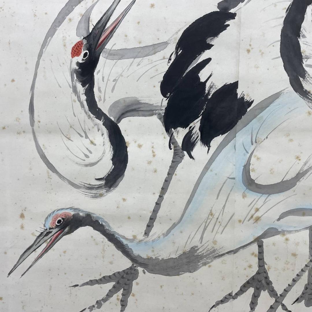 真作/光観/群れ鶴図/鶴/超大幅/布袋屋掛軸A-576 - メルカリ