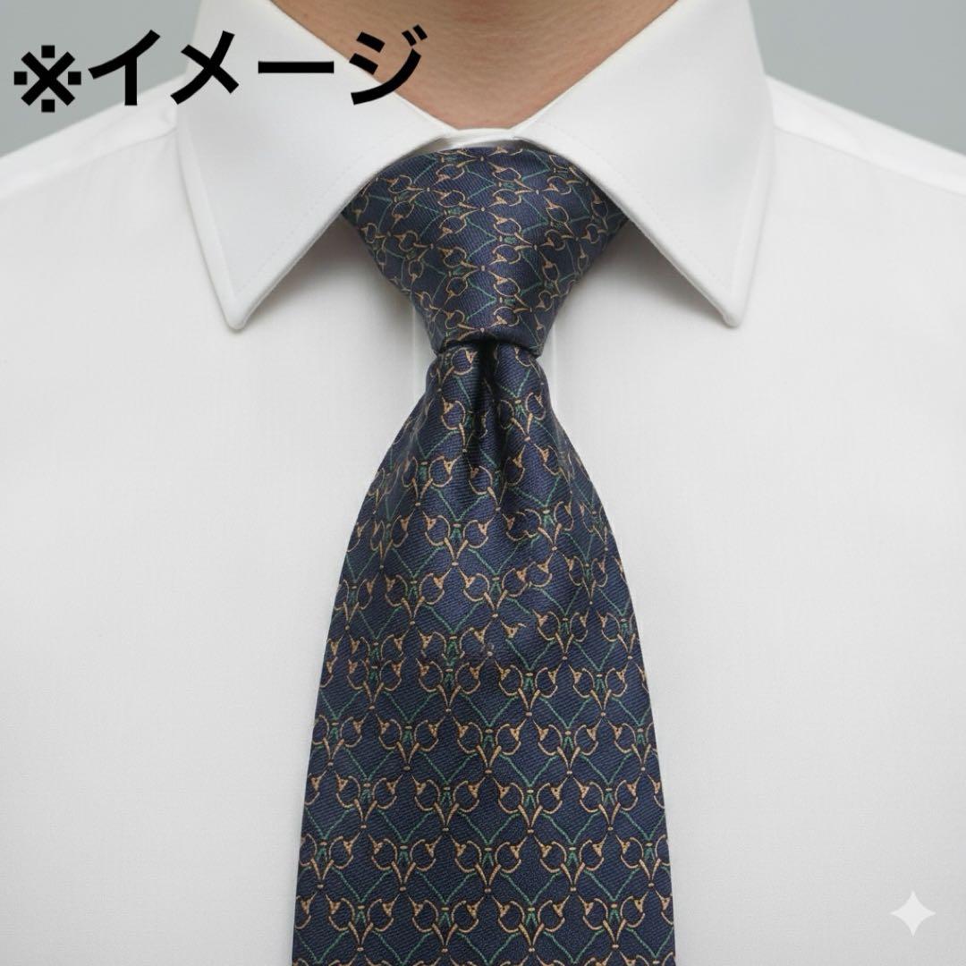 極美品】高級 エルメネジルドゼニア ネクタイ ネイビー ホースビット柄