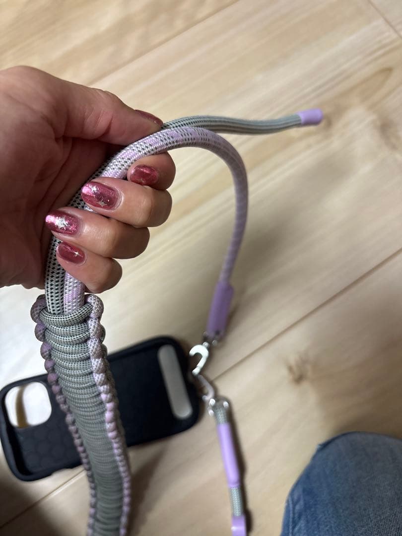 【値下げ‼️】ケースティファイ★ スマホショルダー（ロープ）ライラック