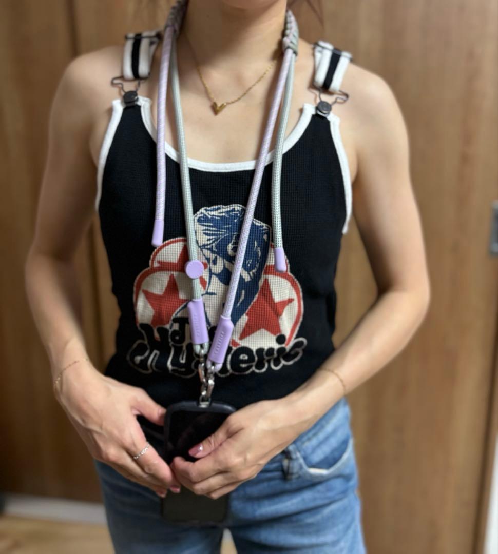 【値下げ‼️】ケースティファイ★ スマホショルダー（ロープ）ライラック