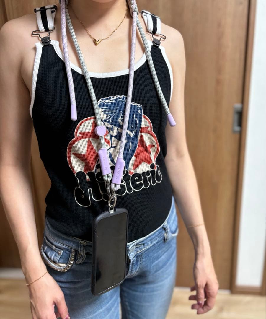 【値下げ‼️】ケースティファイ★ スマホショルダー（ロープ）ライラック