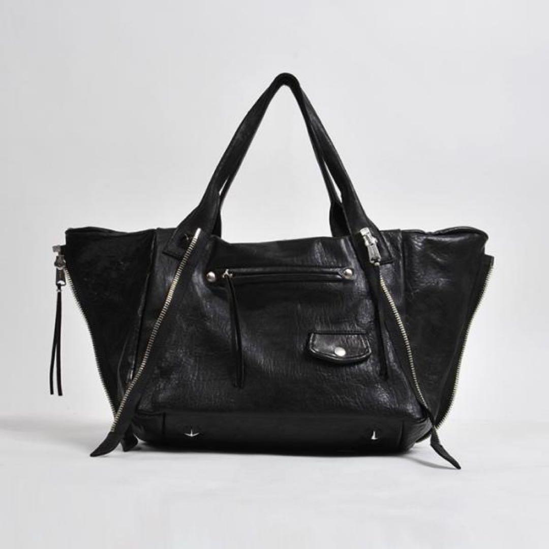 THE WARMTHCRAFTS】BLACK シボ革 tote-BAG