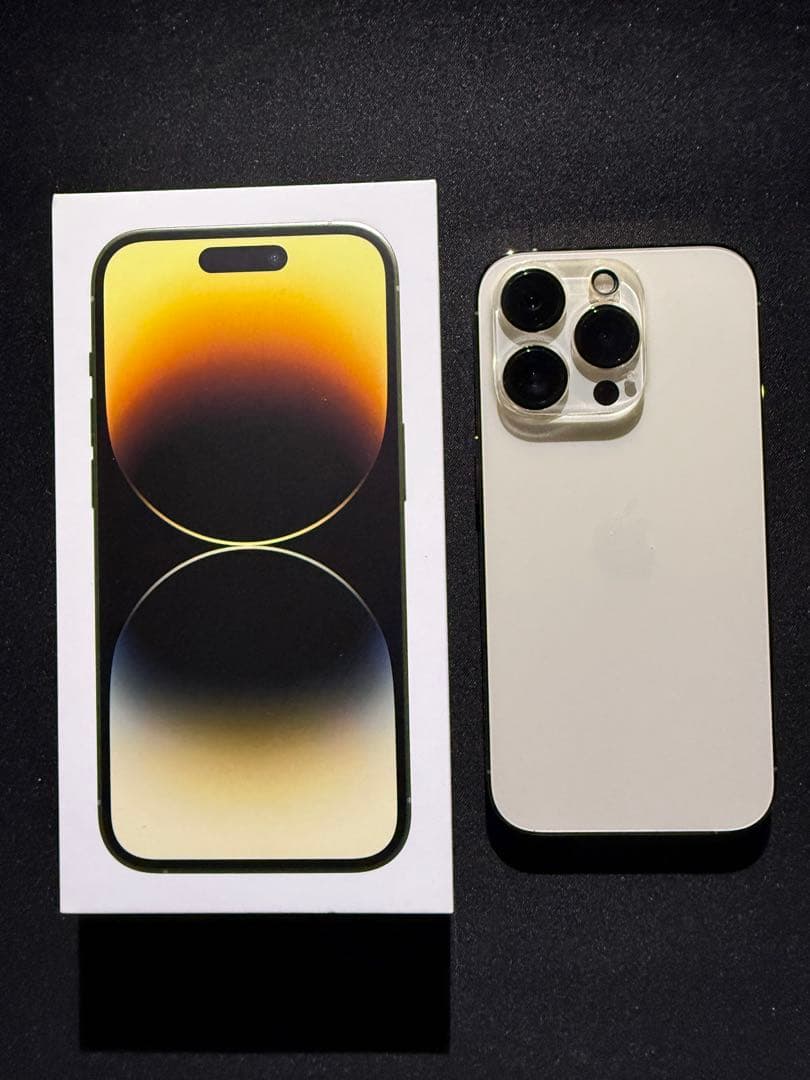 Apple iPhone 14 Pro ゴールド 本体、極上超美品^_−☆