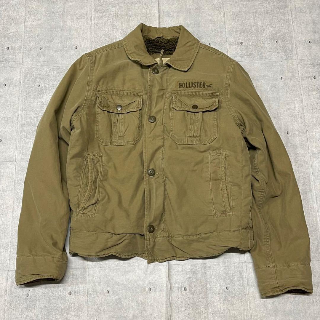 HOLLISTER ミリタリーボアジャケット 袖中綿キルティング裏地