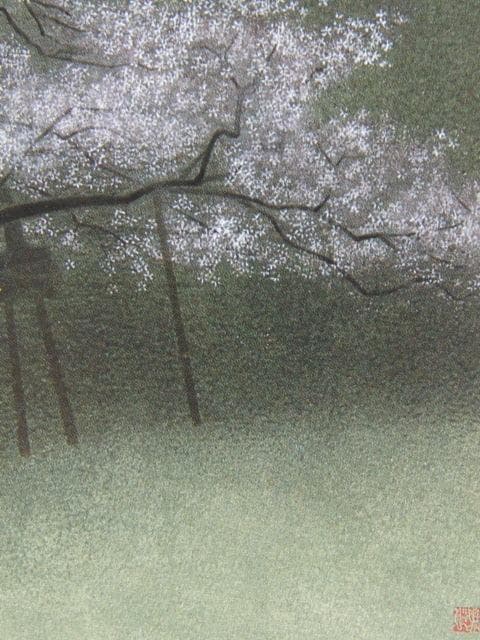 林潤一、【飛彈臥龍桜】、希少な額装用画集より、新品額装付、状態良好