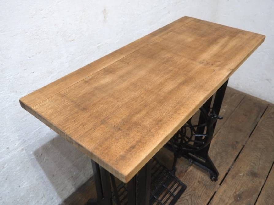 1159 黒ペンキのミシンテーブル デスク 古家具 レトロ リメイク