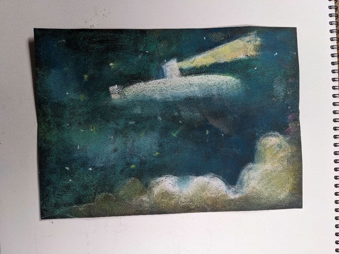 抽象的なパステル画 A4サイズ空の潜水艦 Amazon.co.jp: 背景が山の水面にあるHD潜水艦9010464（ 米国製19x27