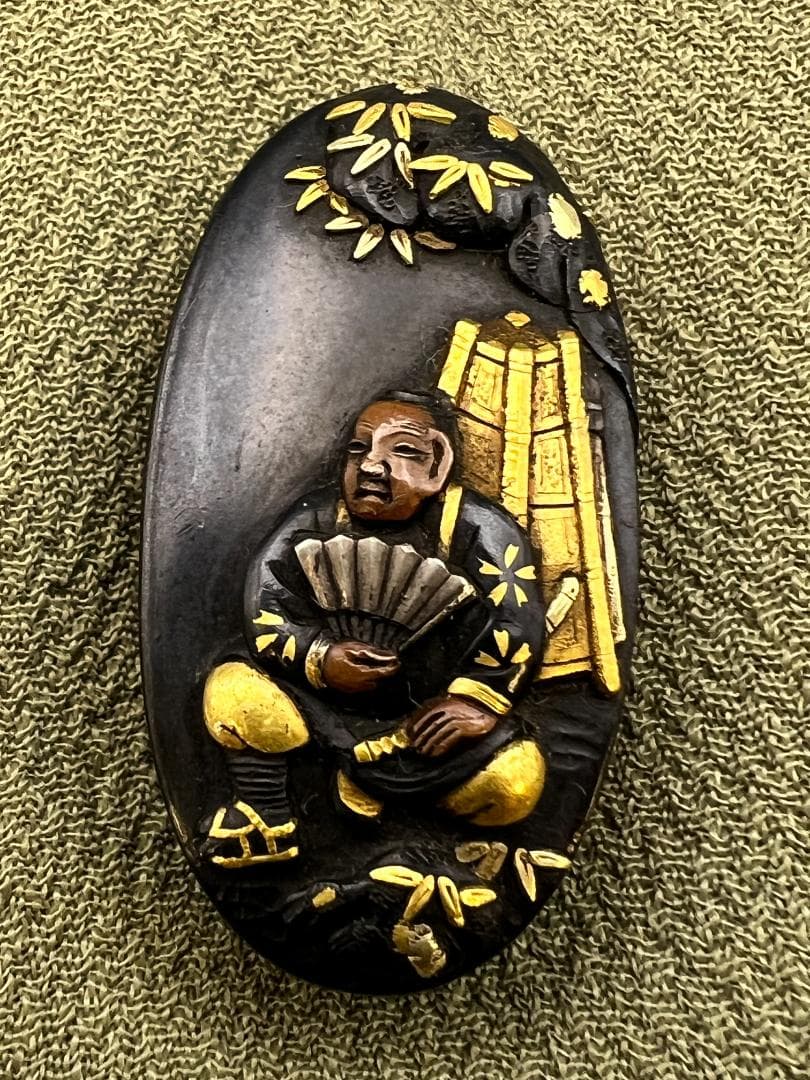 海】江戸後期屈指名工！浜野矩随！『矩随』在銘 赤銅人物高彫金銀象嵌