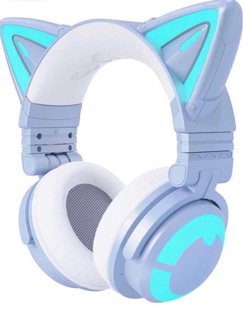 【極美品 YOWU】猫耳ヘッドホン ワイヤレス 第3世代 LED 水色 マイク Amazon.co.jp: Bluetooth5.3 猫耳ヘッドホン オーバーイヤーヘッドホン