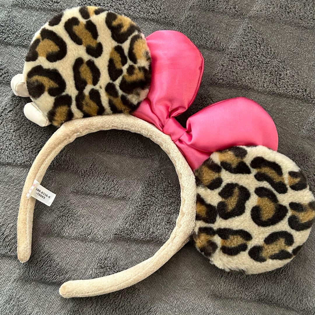 ディズニー ミニー カチューシャ レオパード柄 ヒョウ柄 ピンク - メルカリ