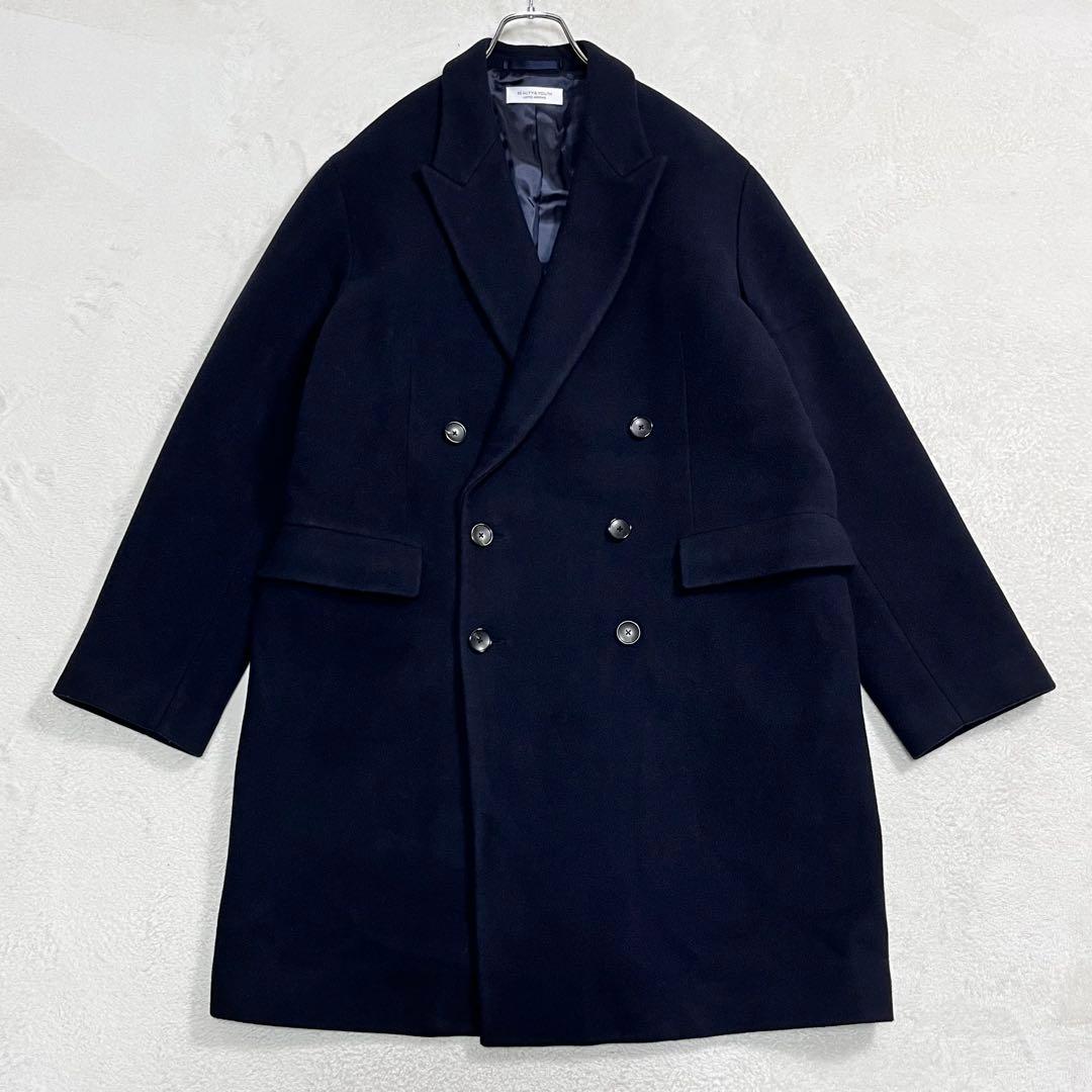 『B＆Yユナイテッドアローズ』メルトンチェスターコート ダブル ネイビー XL BEAUTY&YOUTH UNITED ARROWS（ビューティーアンドユースユナイテッド