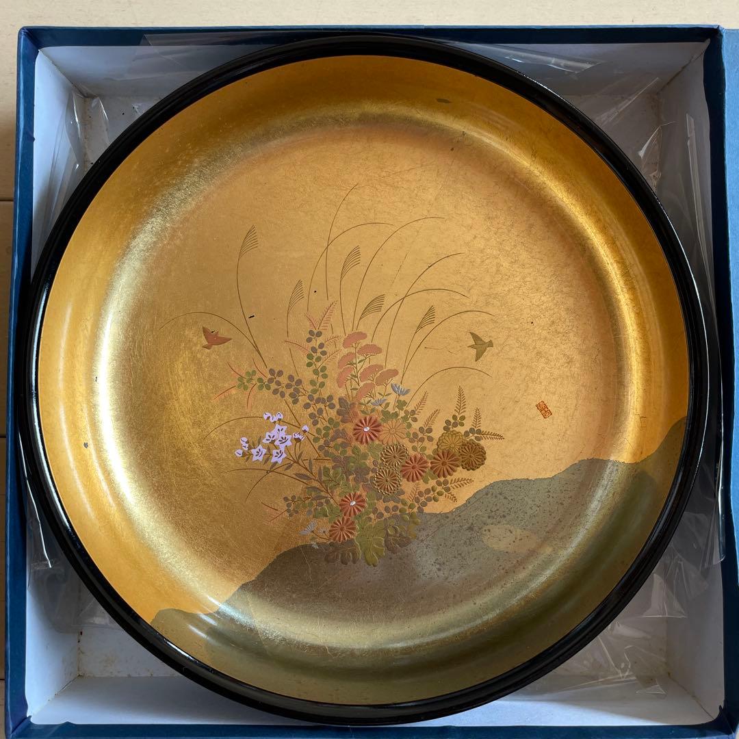 金箔漆器 盆 金色花柄 直径約22.5cm アンティーク 工芸品 - メルカリ