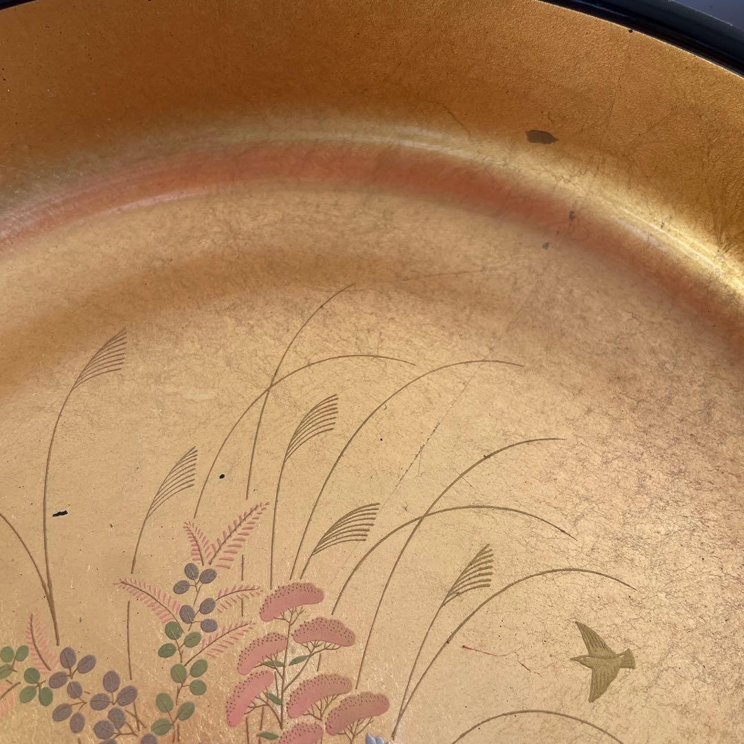 金箔漆器 盆 金色花柄 直径約22.5cm アンティーク 工芸品 - メルカリ