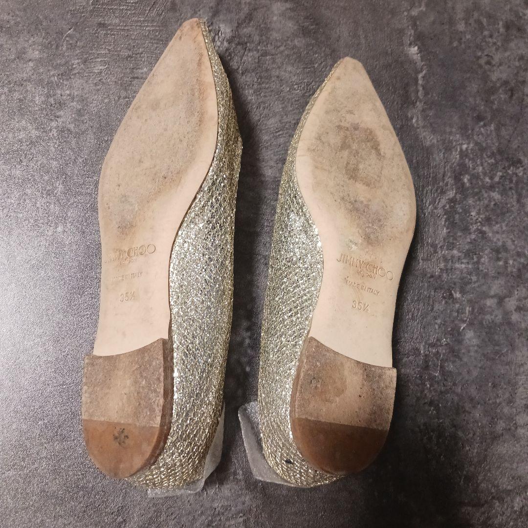 JIMMY CHOO ゴールド グリッターパンプス - メルカリ