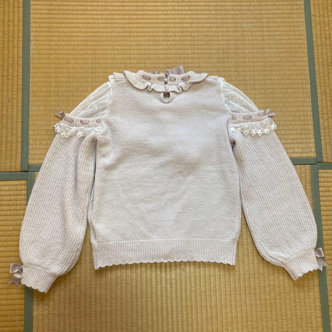 LIZ LISA(リズリサ) ポンポンリボンレースヨークニットトップス - メルカリ