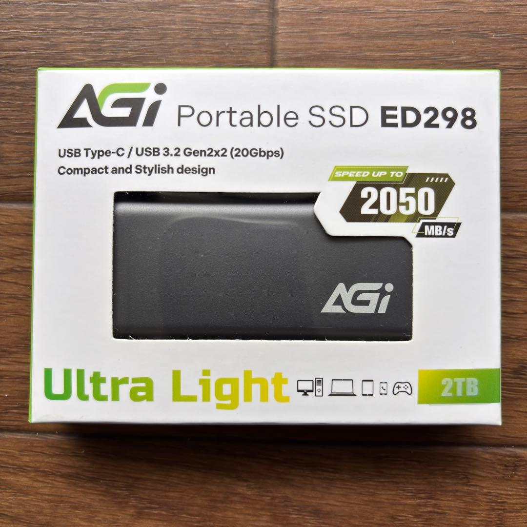 AGi ED298、2TB SSD USB3.2 読み出し 2031MB/s