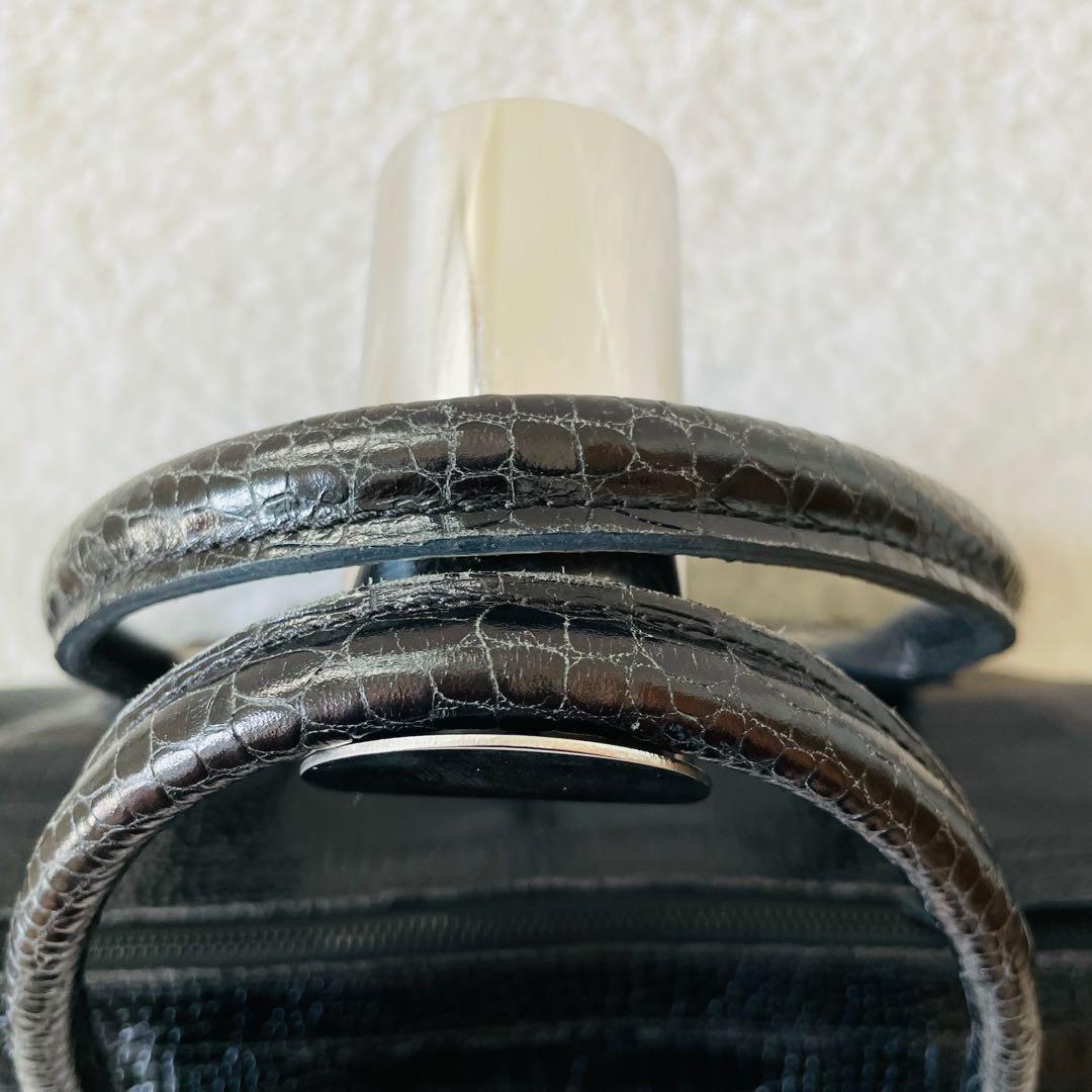 LONGCHAMP ボストンバッグ クロコ型押し ケイトモス コラボ 黒