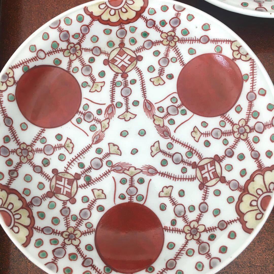 kitty様リクエスト 古伊万里 赤玉瓔珞文 中皿3客 17cm - メルカリ
