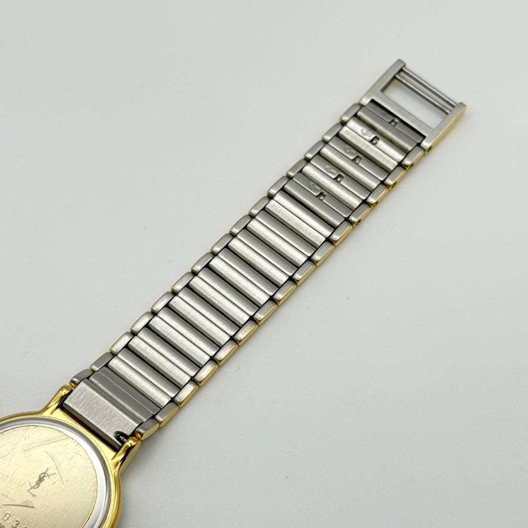 ✨新品電池・稼働美品✨サンローラン 腕時計 クォーツ ラウンド コンビ