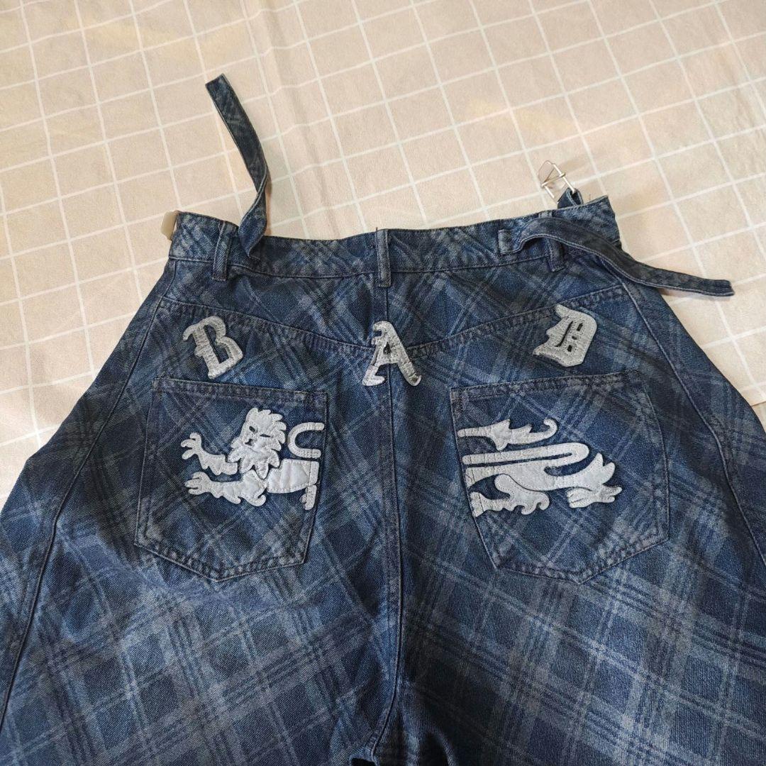 BADBLOOD デニムパンツ ブルーチェック XS 本当に 安い 通販