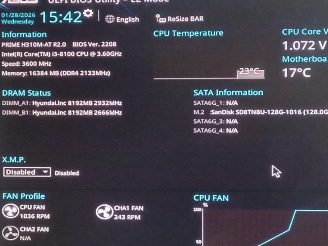 ASUS PRIME H310M-A R2.0 ジャンク　SSDメモリCPU付き